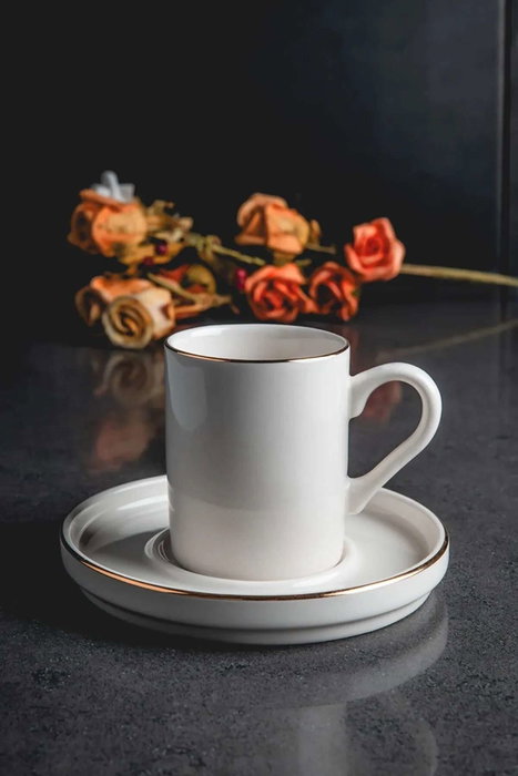 Hermia Juego de Tazas de Café Blanco y Dorado MCH10064 de 12 Piezas Hermia Juego de Tazas de Café Blanco y Dorado MCH10064 de 12 Piezas